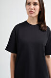 Emilia 80002 Oversize Siyah Kadın Basic T-Shirt
