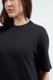 Emilia 80002 Oversize Siyah Kadın Basic T-Shirt