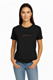 Bianca 80004 Regular Fit Baskılı Siyah Kadın Basic T-Shirt