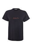 Bianca 80004 Regular Fit Baskılı Siyah Kadın Basic T-Shirt