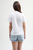 Maria 80006 Regular Fit Baskılı Beyaz Kadın Basic T-Shirt