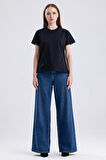 Paris 249 Normal Bel Koyu Mavi Wide Leg Jeans Kadın