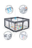 Playard Maxi Güvenli Bebek Ve Çocuk Oyun Alanı Oyun Parkı 150x150cm Oyun Matı Ve Topları