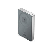 hkm tech MAG PRO Wireless 10.000 mAh 20W, MagSafe ve Saat Uyumlu Manyetik Kablosuz Powerbank, Gümüş Renk