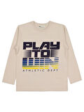 Civil Boys Play To Wın Baskılı 6-9 Yaş Sweatshirt - Bej 9-10 Yaş