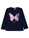 Civil Girls Kelebek Baskılı 6-9 Yaş Sweatshirt - Lacivert 8-9 Yaş