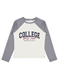 Civil Girls College Baskılı 10-13 Yaş Sweatshirt - Ekru 11-12 Yaş