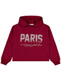 Civil Girls Paris Baskılı 10-13 Yaş Sweatshirt - Bordo 13-14 Yaş