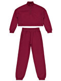 Civil Girls Fermuar Detaylı 10-13 Yaş Eşofman Takımı - Bordo 10-11 Yaş