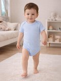 Civil Baby Düz Renkli Kısa Kol  Çıtçıtlı Badi - Mavi 1-3 Ay