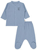 Civil Baby Ayıcık Baskılı 1-9 Ay Pijama Takımı - Mavi 1-3 Ay