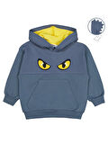 Civil Boys Göz Baskılı Kapşonlu 2-5 Yaş Sweatshirt - Gri 3-4 Yaş