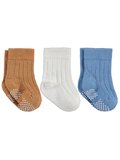 Civil Baby Çift Baskı Kaydırmaz 3'lü 6- Bebek Erkek Çorap Set - Standart