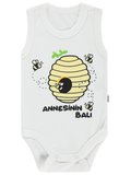 Civil Baby Arı Baskılı Annesinin Balı 0-3 Yaş Çıtçıtlı Badi - Ekru