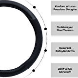 Oto Geçme Direksiyon Kılıfı Karbon Desenli Suni Deri Siyah Renk TEQ-010BK/BK