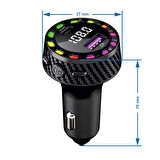 RGB Işıklı 5.3 Bluetoothlu 30W USB Type C Hızlı Şarjlı Araç Kiti - MP3 Çalar, Eller Serbest Modlu