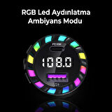 RGB Işıklı 5.3 Bluetoothlu 30W USB Type C Hızlı Şarjlı Araç Kiti - MP3 Çalar, Eller Serbest Modlu
