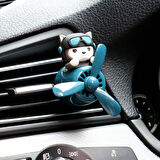 Pervaneli Turkuaz Klima Süsü Oto Koku Klipsi Pilot Gri Kedi Araba Hava Ferahlatıcı Maskot