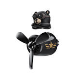 Pervaneli Siyah Klima Süsü Oto Koku Klipsi Sallanan Başlı Pilot Siyah Ayı Araba Hava Ferahlatıcı Maskot