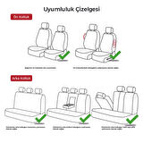 Blackline Serisi Terletmez Dokuma Kumaş Oto Koltuk Koruyucu Kılıfı Ön ve Arka Koltuk Takım