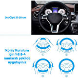 Mega Oto Market Geçmeli Direksiyon Kılıfı Seti Suni Deri Normal Damarlı Gri Renk 40 cm 15" Çap Direksiyon Kaplaması