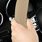 Mega Oto Market Geçmeli Direksiyon Kılıfı Seti Suni Deri Normal Damarlı Bej Renk 40 cm 15" Çap Direksiyon Kaplaması