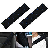 Mavi Baklava Desenli Yumuşak Siyah Kumaş Emniyet Kemer Kılıfı Çift Takım KMMD-01