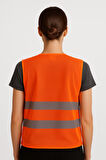 Reflektörlü Fosforlu Turuncu İş Güvenliği İşçi Yeleği 