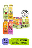 Saçma İyi Soğuk Çay Dörtlüsü! Peach-Rooi, Hibi-berry, Ginger-Punch, Berry- Matcha Cam 250 ml 8 Adet