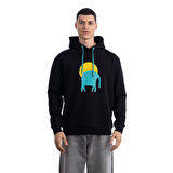 Elephant Kapüşonlu Siyah Sweatshirt