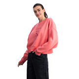 Strong Crop Oversize Pembe Sweatshirt