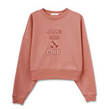 Strong Crop Oversize Pembe Sweatshirt