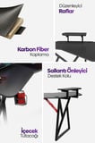 Vortex 25mm Kanatlı Oyuncu Masası | Siyah Karbon Fiber Kaplama | Raflı Oyuncu Masası