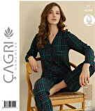 Çağrı Kadın Kışlık Süet Uzun Kollu Önü Düğmeli Pijama Takımı