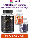 Hi Habit Nadh Elma Sirkesi ve Çörek Otu Yağı İçeren Gummy – B12, Q10, D3 Takviyeli Vegan Gummies 3’lü Set (3 x 60 Adet)