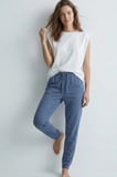 elemge %100 Pamuk Compact Penye Süprem Kadın Pijama Altı Cepli Regular Fit Manşet Paça Esnek Terletmez İndg