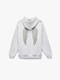 Şardonlu Kapüşonlu Kanguru Cepli Arkası Baskılı Oversize Sweatshirt