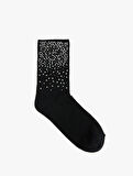 Pamuklu Taşlı Soket Çorap