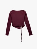 Asimetrik Yaka Slim Fit Büzgülü Uzun Kollu Tişört
