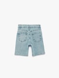 Yıpratılmış Detaylı Düğmeli Pamuklu Denim Şort
