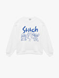 Stitch Lisanslı Bisiklet Yaka Baskılı Oversize Sweatshirt