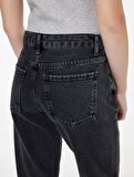 Normal Bel Düz Paça Pamuklu Taşlı Jean Pantolon - Straight Jeans