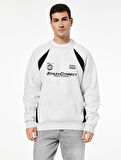 Regular Fit Uzun Kollu Bisiklet Yaka Baskılı Sweatshirt