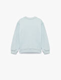 Pamuklu Uzun Kollu Bisiklet Yaka Baskılı Sweatshirt