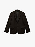 Regular Fit Viskon Karışımlı Kapaklı Cepli Uzun Kollu Mono Yaka Blazer Ceket