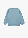 Pamuklu Uzun Kollu Bisiklet Yaka Kaplan Baskılı Oversize Sweatshirt