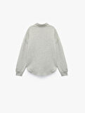 Cepli Uzun Kollu Yarı Fermuarlı Oversize Sweatshirt