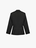 Slim Fit Uzun Kollu Cep Detaylı Düğmeli Geniş Yaka Blazer Ceket