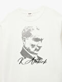 Atatürk Baskılı Uzun Kollu Bisiklet Yaka Pamuklu Sweatshirt