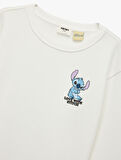 Lisanslı Stitch Baskılı Uzun Kollu Bisiklet Yaka Sweatshirt